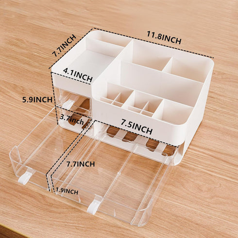 Makeup Organizer and Storage Case, 3 Clear Drawers for Vanity, Skincare, Jewelry Display