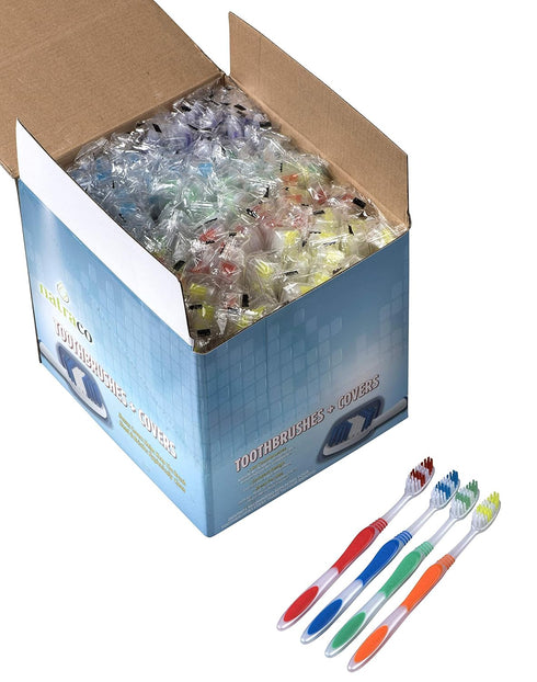 Bulk Toothbrush Pack with Covers, Premium Quality, Individually Wrapped Colorful Tooth Brushes, 100
