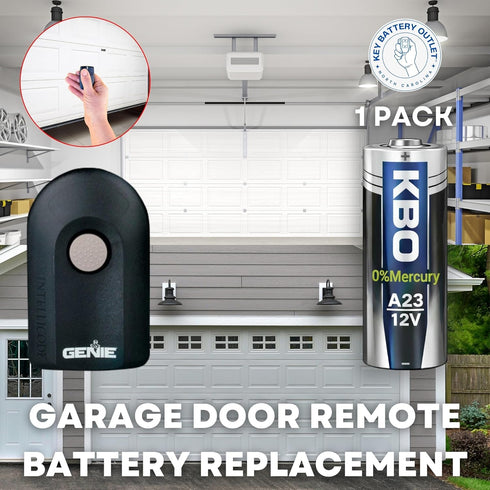 Key Battery Outlet A23 12V Garage Door Opener Battery - Single Alkaline - High-Stability Garage Door Opener Power