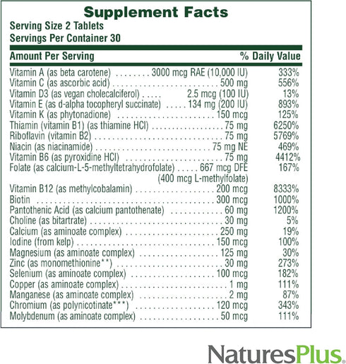 Natures Plus Source of Life Men Multivitamin, 60 Vegetarian Tablets for Natural Energy Production
