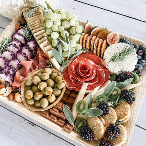 Disposable Palm Leaf 14" x 10" Trays (10 pieces), Eco-Friendly Dinnerware for Weddings, Catering, Events