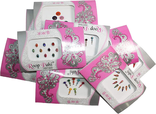 IS4A 10 Pack Bindi for Women, Multicolored Bindi Jewelry Forehead Stickers, Indian Face Bindi Jewels