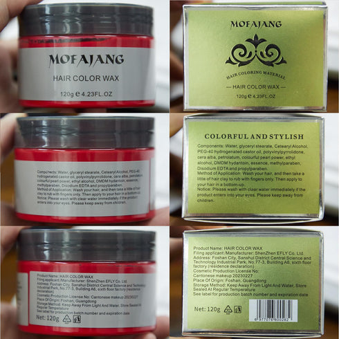 Kids Temporary Hair Color Wax - Natural Hair Strong Style Gel for Party, Cosplay, Masquerade (Red)