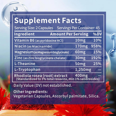 Smelling salts 1250mg 400mg 90 Serotonin Supplement - Serotonin Booster with L-Tryptophan & Rhodiola Rosea - Boost