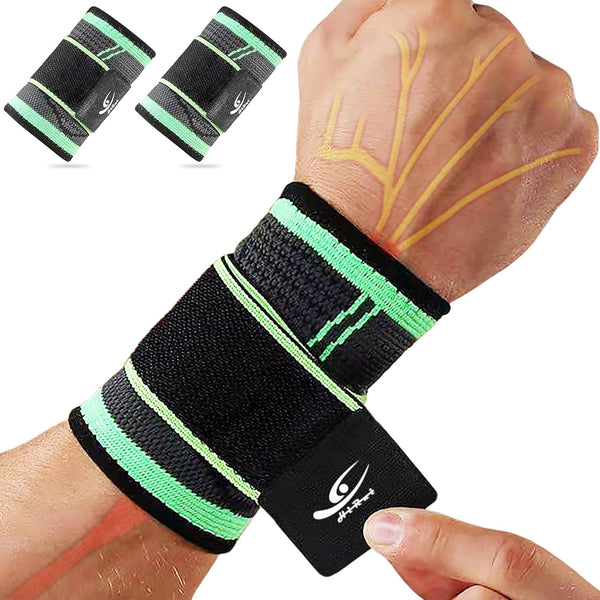 HiRui Wrist Brace Compression Strap, Adjustable Wrist Support for Fitness, Weightlifting, Sprains, Pain Relief (2 PACK,