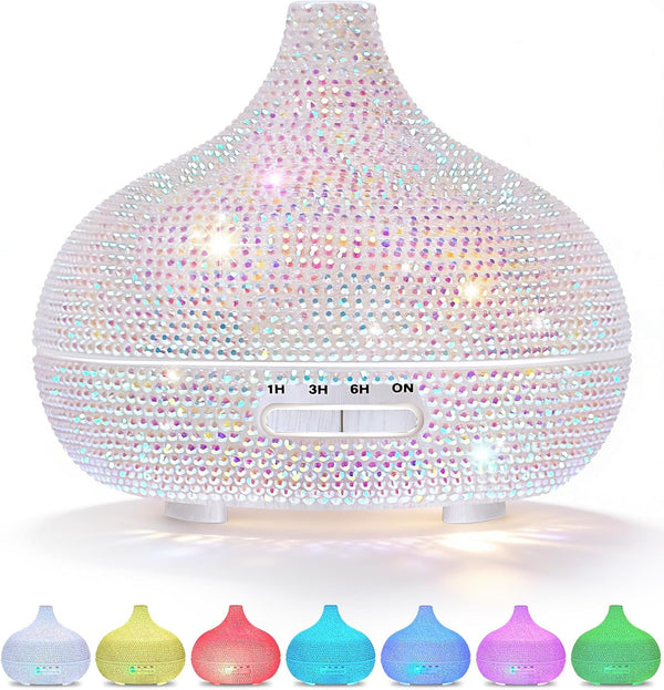 Mulixis Bling Rhinestone Onion Aromatherapy Diffuser for Home Bedroom 500ml Large Oil Diffuser