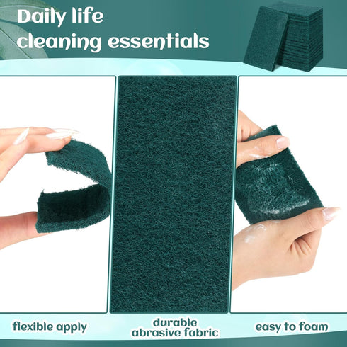Hoolerry 200 Pcs Heavy Duty Scouring Pads, Non Scratch Household Scrub Pads for Cleaning