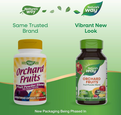 Nature's Way Orchard Fruits, Fruit Powder Blend, Contains 12 Different Fruits, 900mg Per 2-Capsule Serving, 60 Capsules (Packaging May Vary)