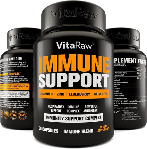 VitaRaw Immune Support Vitamins - Elderberry with Zinc, Vitamin C, and Garlic