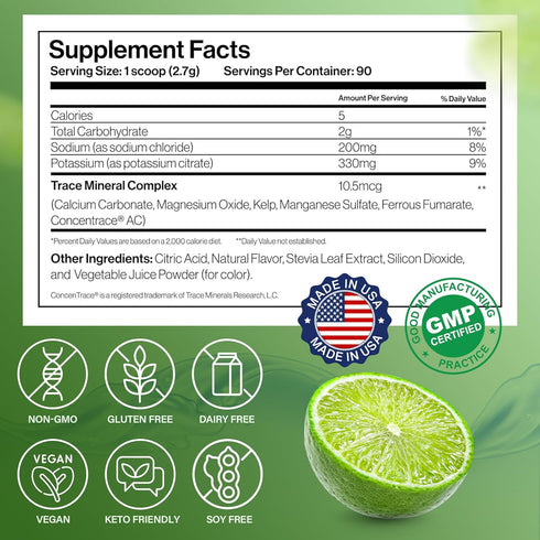 Dr. Price’s Electrolyte Mix, Sugar-Free Hydration Powder with 72+ Trace Minerals, Lemon-Lime, 90 Servings