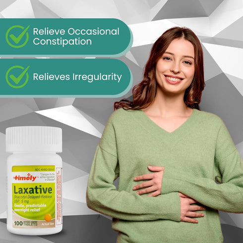TIME-CAP LABS, INC. Timely Bisacodyl - 5mg Laxatives for Constipation Relief, 100 Tablets