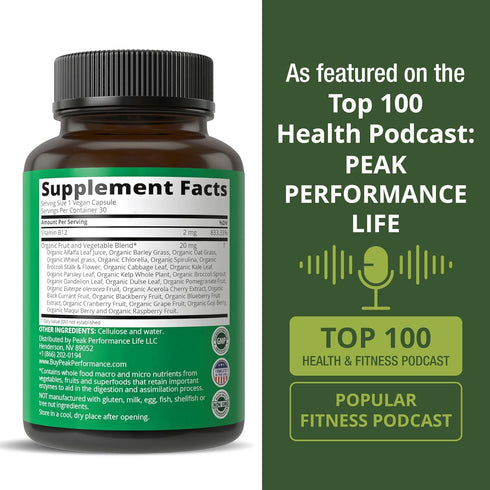 Methyl B12 Vitamin + Whole Food Blend – Vegan Supplement for Energy, Focus, and Relief, 30 Day Supply Capsules
