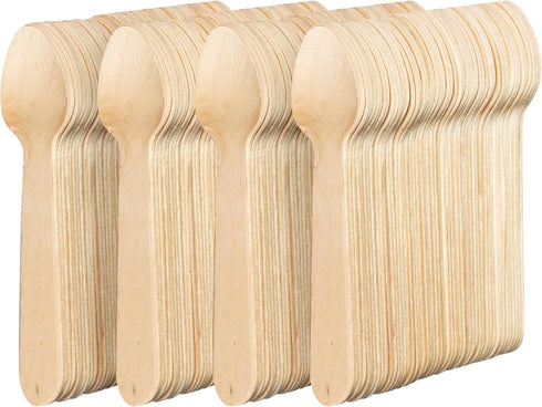 MATANA 100% Natural Disposable Bamboo Wooden Spoons, 5.5" Inch, 200 Pack