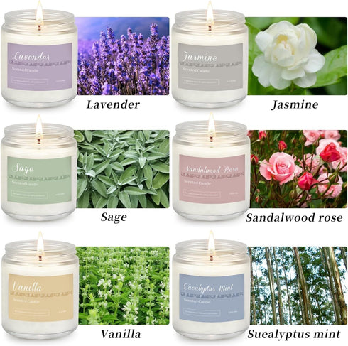 6 Pack Scented Candles for Home - Aromatherapy Gifts Set for Women, Lavender Candle, 37.8 oz