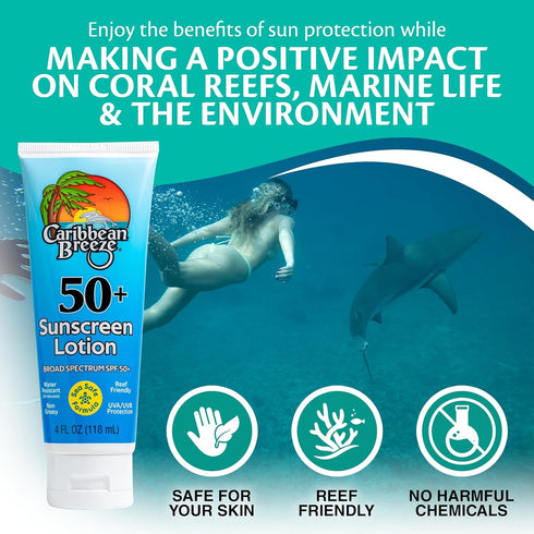 Reef Friendly Sunscreen SPF 50 Lotion, Mango Lime Scent, 4 oz (120 ml)