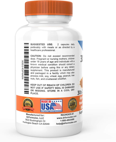 DrFormulas 30x Turmeric Curcumin Extract 1500mg Capsules with Black Pepper - 60 Capsules