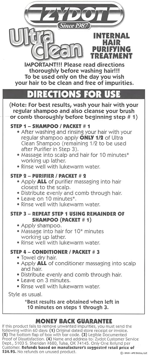 Zydot Ultra Clean Detox Shampoo Kit for Detoxing, Near Instant Cleansing and Toxin Removal of Hair Follicle