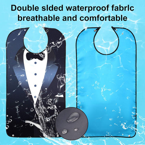 Machine Washable Bow Tie Adult Bibs for Men - Crumb Catcher Design