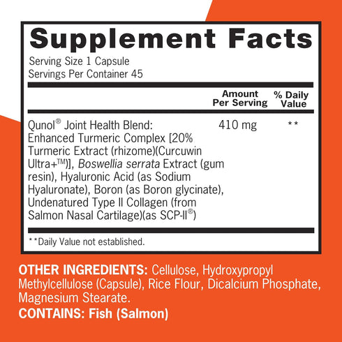 Qunol 5-in-1 Joint Support Supplement, Fast Acting, One Pill Dose, 45 Count