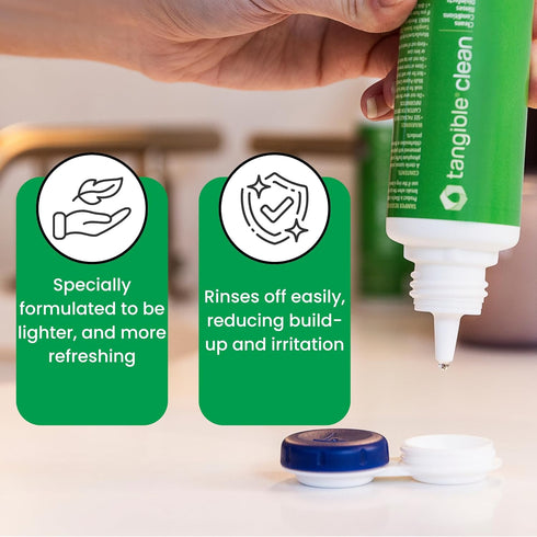 Tangible 12 Oz Clean Multi-Purpose Contact Lens Solution for Scleral and Gas Permeable Contact Lenses, with Lens Case