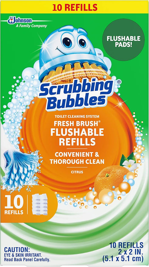 Scrubbing Bubbles Fresh Brush Flushable Refills, Citrus Action Scent, 10 Count Per Box, Pack of 3 Boxes