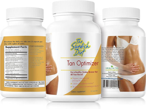 Tan Optimizer Tanning Pills with Beta Carotene Vitamin A - 30 Count for Immune System Support