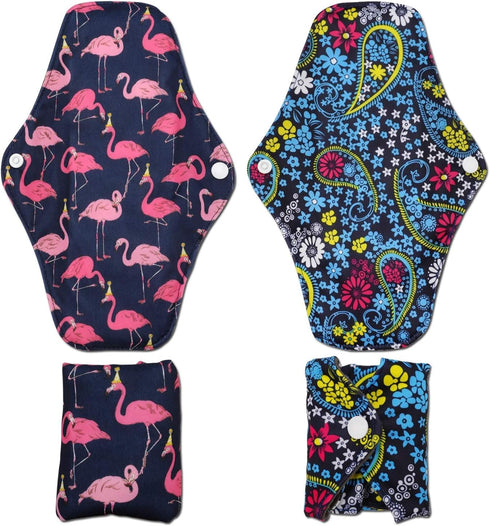 Reusable Menstrual Pads (7 in 1, 10in*7in), PHOGARY Bamboo Cloth Pad for Heavy Flow with Wet Bag, Washable Overnight