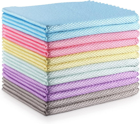 Streak Free Window Cleaning Cloths, Miracle Microfiber for Glass, Kitchen, Counter, Mirror, Lint Free, Pack of 12