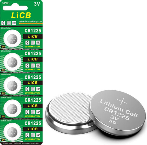 LiCB CR1225 Battery, Long-Lasting High Capacity 3 Volt Coin & Button Cell, 5-Pack
