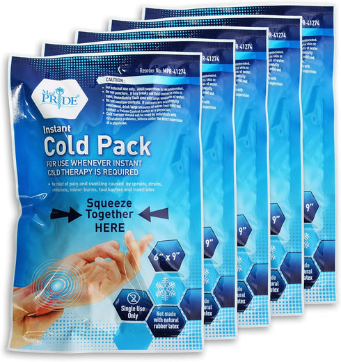 MED PRIDE Instant Cold Pack (6x9) - Set of 24 Disposable Ice Packs for Pain Relief, Swelling, Inflammation