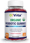 Organic Probiotic Gummies, 60 Non-GMO Gummies, 5 Billion CFU, Max Strength, Strawberry Flavored, Gut Health and Immune