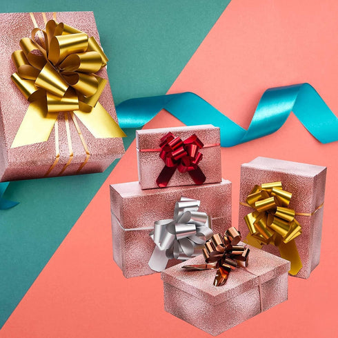 Set 24, 4'' 6'', UNIQOOO Assorted Gift Wrap Pull Bow of Medium Large Bulk for Gift Wrapping Basket Box Bag Dcor
