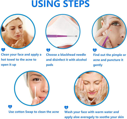 Ybaoo Pimple Popper Tool Kit - 10 Pcs Blackhead Remover Comedone Extractor with Metal Case for Quick Removal
