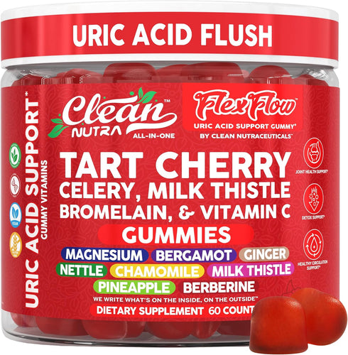 Clean Nutra Tart Cherry Gummies Uric Acid Flush Celery Milk Thistle Bromelain