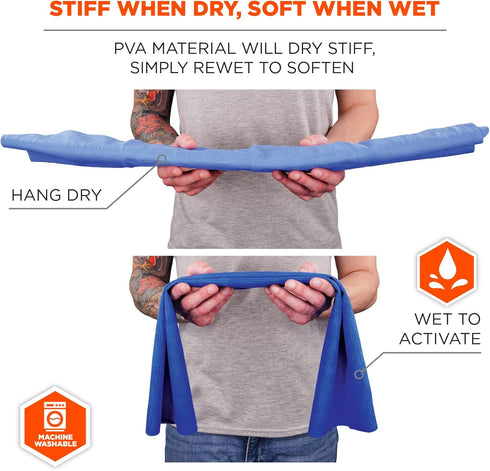 Ergodyne 6603-2PK Chill Its 6603 Cooling Neck Wrap, Long Lasting Cooling Relief, 2-Pack, Blue