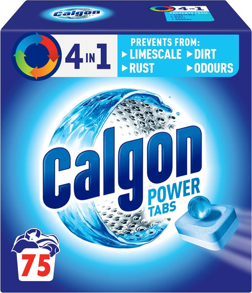 Calgon 4-in-1 Washing Machine Cleaner & Water Softener Tablets, 75 Count, Deep Clean, XL Pack Size