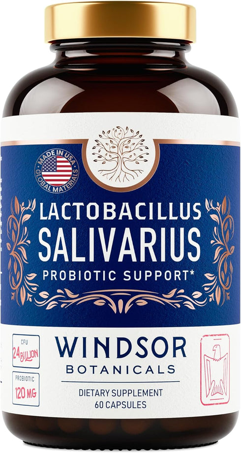Lactobacillus Salivarius Probiotic Capsules, 60 Caps for Oral Health, Bad Breath, and Digestive Support
