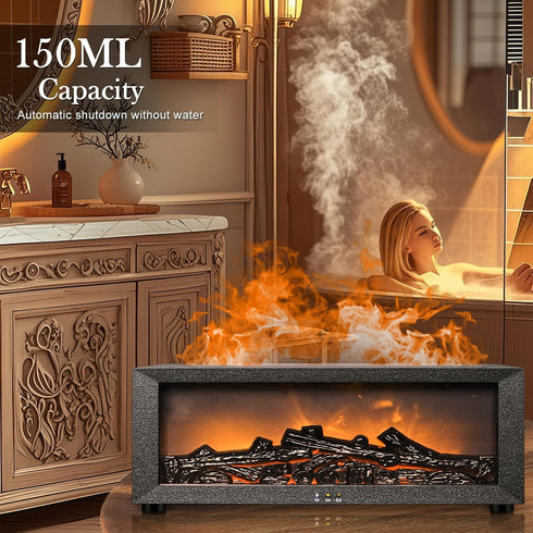 Villelei 7 1/3/5 Fireplace Aroma Diffuser with Remote Control - Color Changing LED Flame Essential Oil Diffuser, Hour