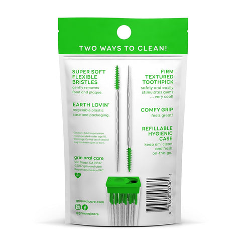 Grin Softstx Gentle Dental Picks, 90 Count, Soft Flexible Bristles, Minty Flavor, for Between Teeth