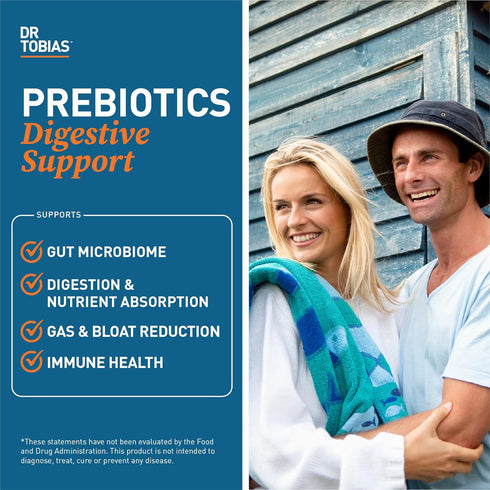 Dr. Tobias Prebiotics, Supports Digestion & Gut Health, Vegan & Non-GMO Supplements for Men and Women, 60 Capsules