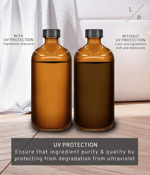 LiBa Amber Glass Spray Bottles, 2 Pack, 16 oz Refillable Empty Spray Bottle for Cleaning, Adjustable Nozzle