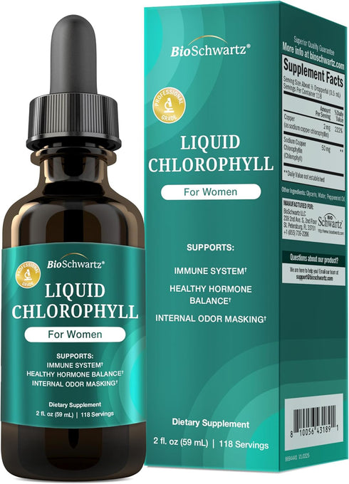 BioSchwartz Liquid Chlorophyll for Women - with Copper for Immune Support, Skin
