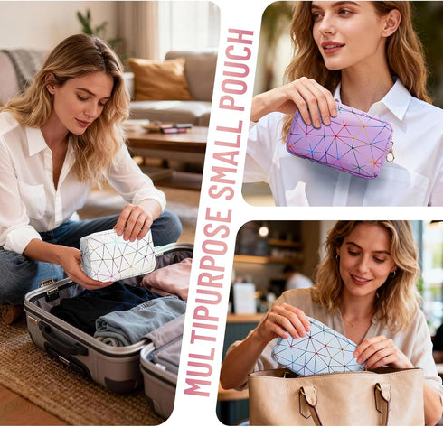 SIDESUGAR Tampon Holder for Purse Period Bag Waterproof Geometric PU Sanitary Napkin Storage Bag Portable Menstrual Cup