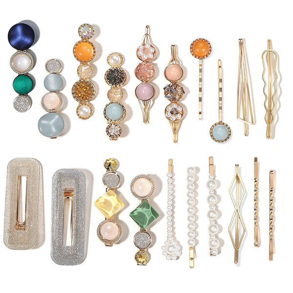 Mehayi 20 PCS Macaron Pearls Hair Clips, Handmade Cute Hair Barrettes, Elegant Gold Hair Accessories for Women Girls