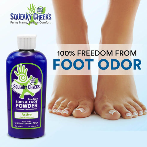 Foot & Body Powder (5oz) - All Natural and Talc-free, Effective Relief from Chafing, Sweaty Feet, and Odor