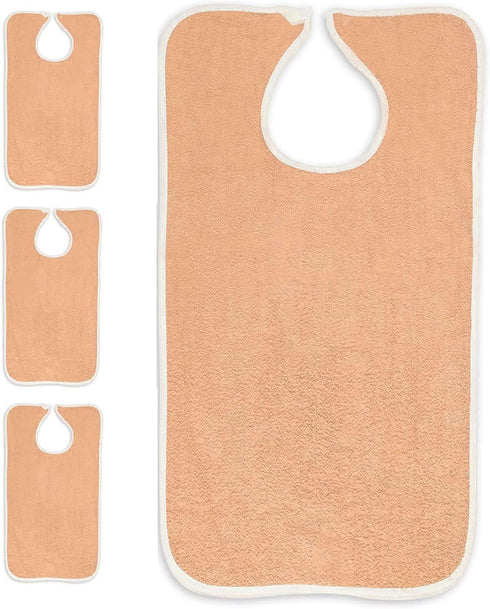 Nobles Health Care Products Pack 6 of Terry Adult Bib with hook and loop Closure (Peach)