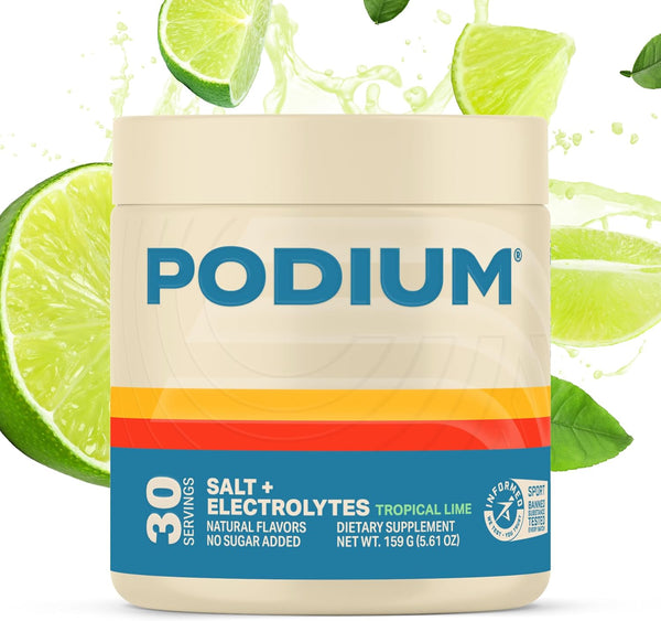 Podium Nutrition Training Salt + Electrolytes Powder, Tropical Lime, 30 Servings for Post Workout Hydration & Muscle