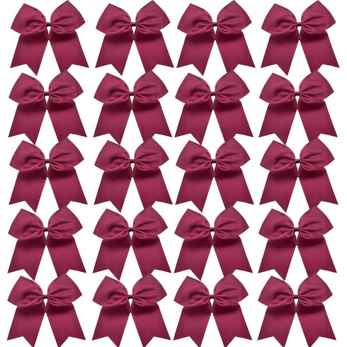 Hipcheer 20pcs Large Maroon Cheer Bows for Girls, Hand-made Grosgrain Ribbon Hair Accessories for Teen Sports