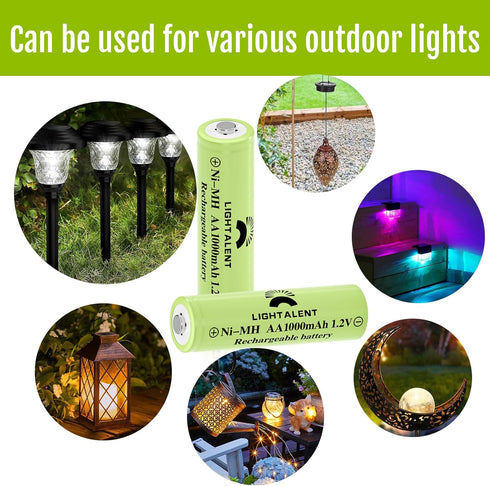 Ni-MH AA Rechargeable Batteries, Double A High Capacity 1.2V Pre-Charged for Outdoor Solar Lights