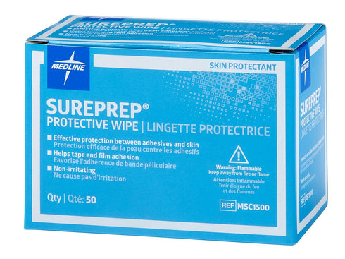 Medline SurePrep Skin Protective Barrier Wipe, Pack of 50, Premium Quality Medical Supplies